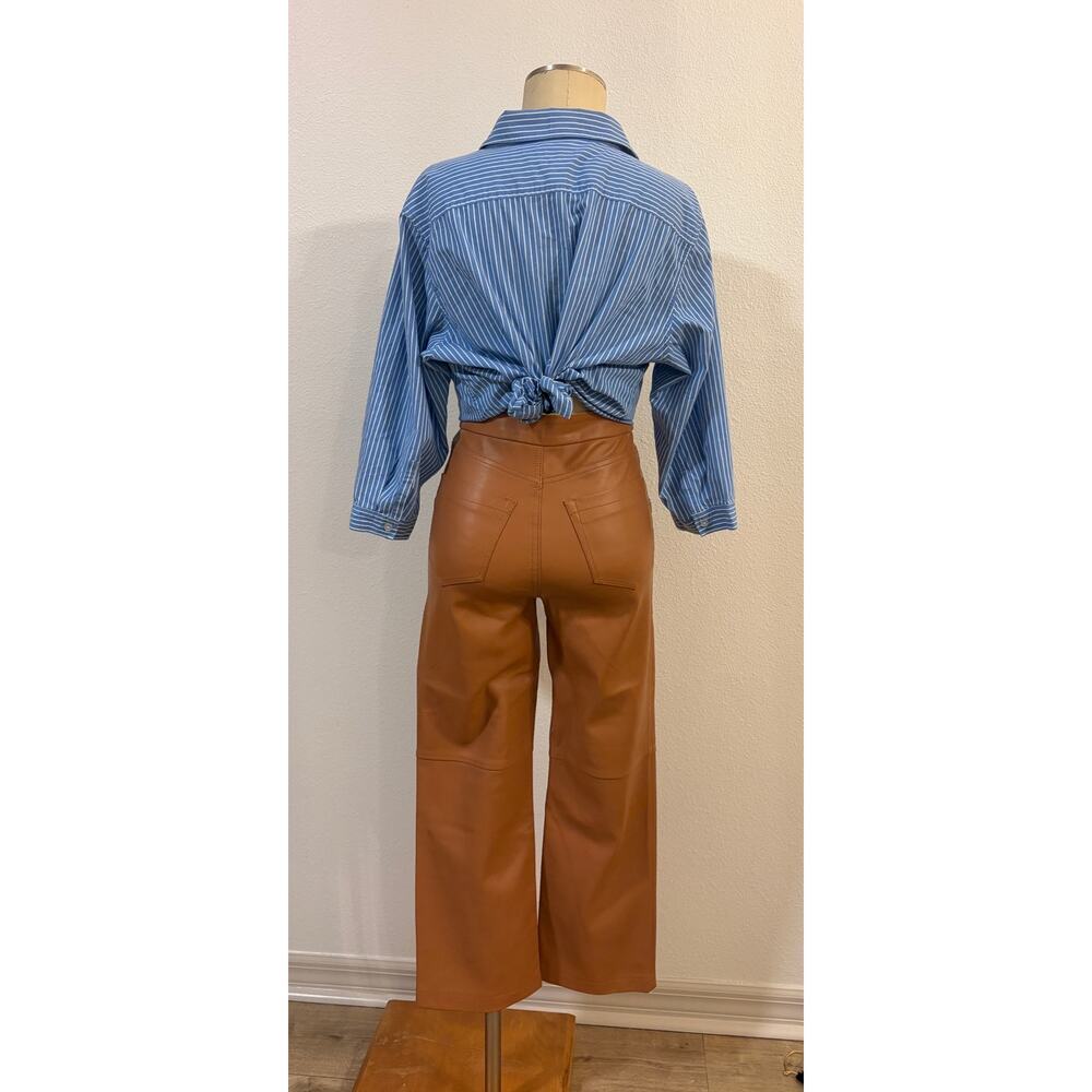 BLANKNYC The Baxter Faux Leather Pants High Rise Wide Leg Brown Size 25 - Picture 4 of 5